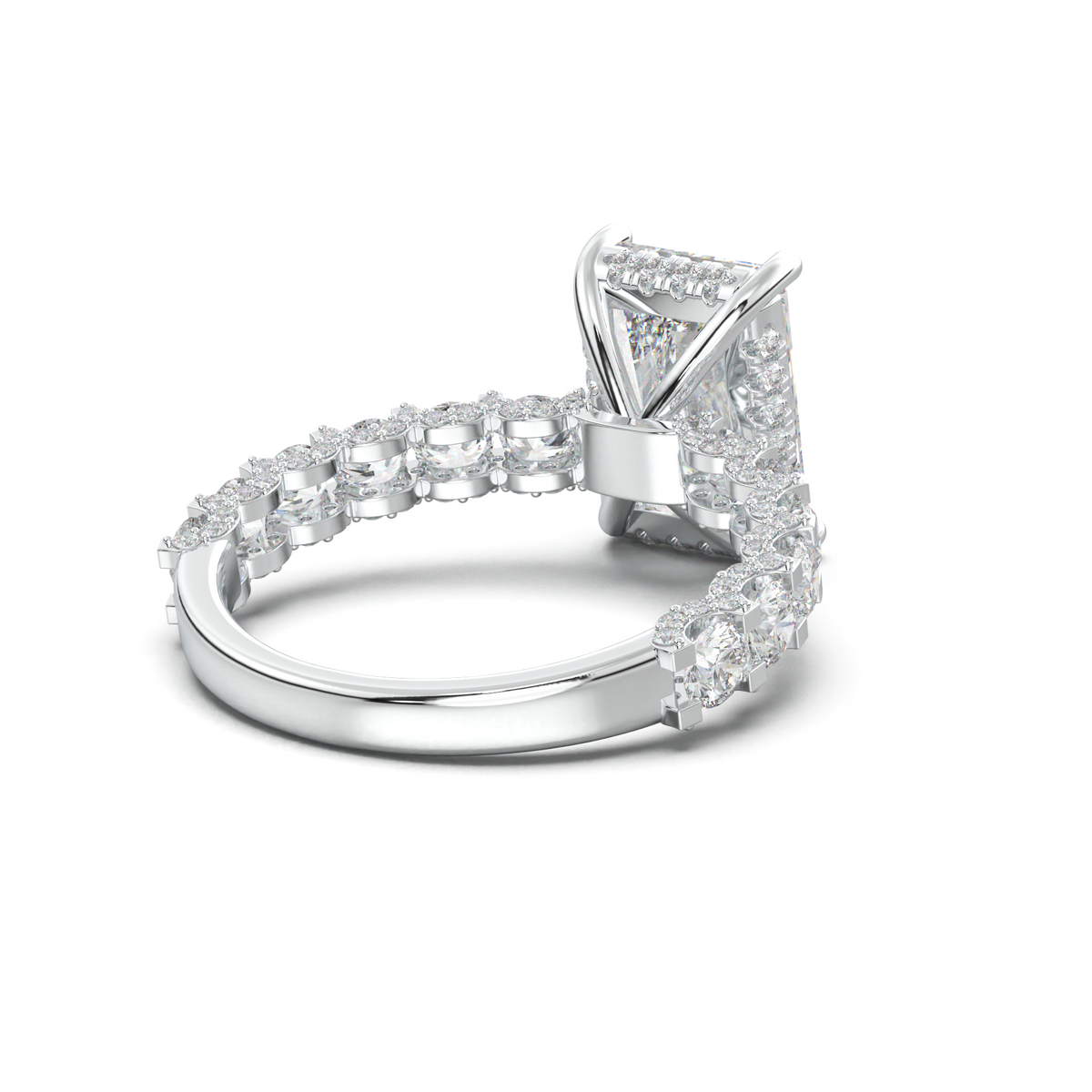Radiant Diamond Band Engagement Ring