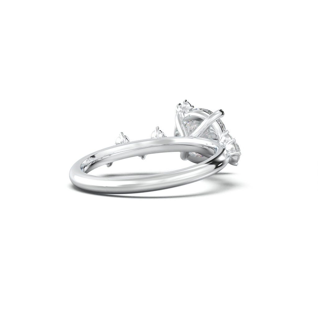Round Botanical Accent Engagement Ring