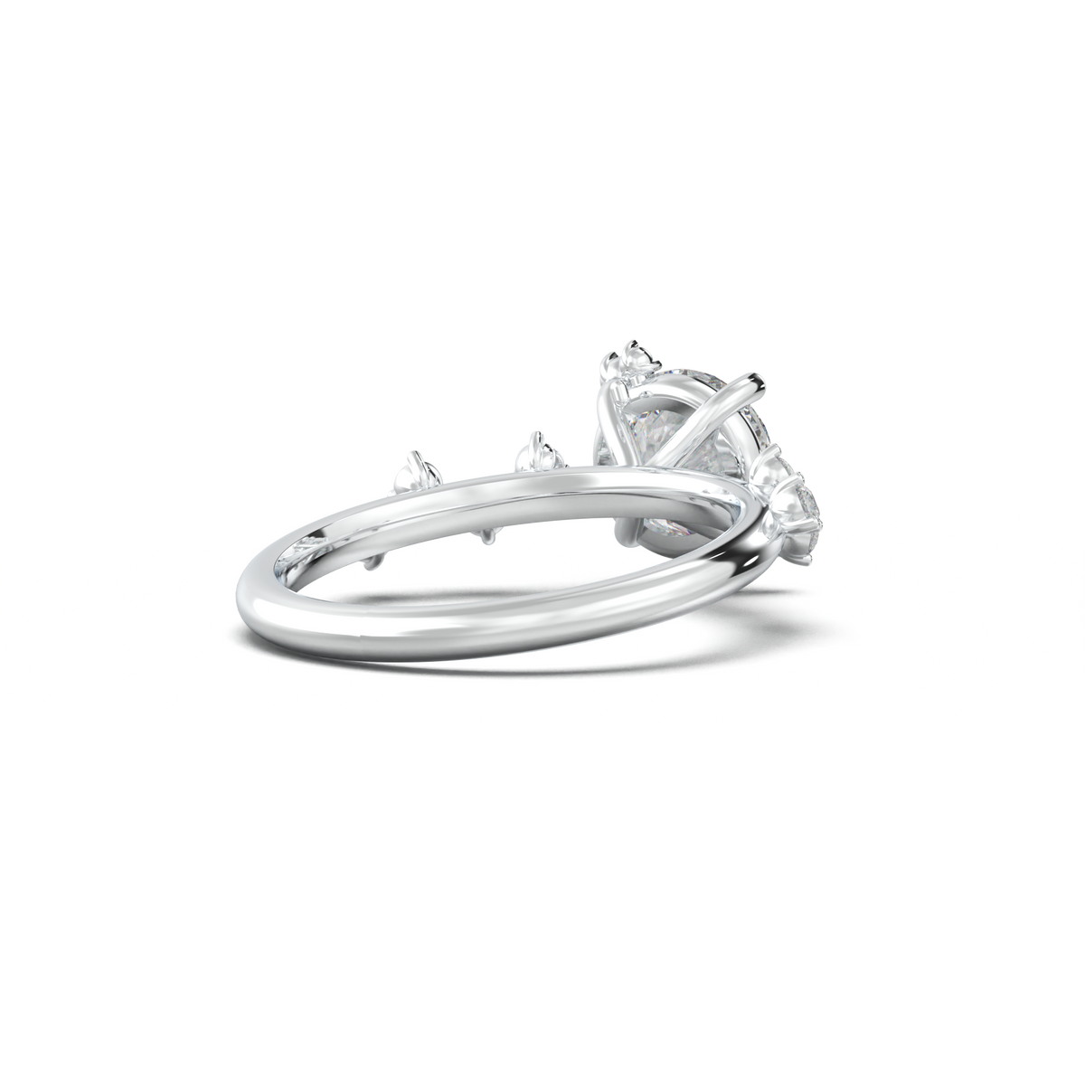Round Botanical Accent Engagement Ring