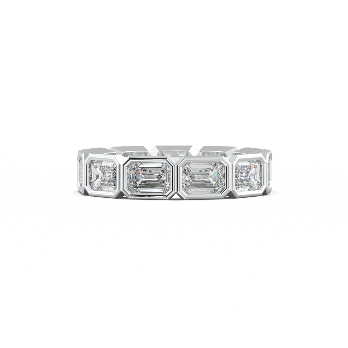 Emerald-Cut Bezel-Style Eternity Wedding Band