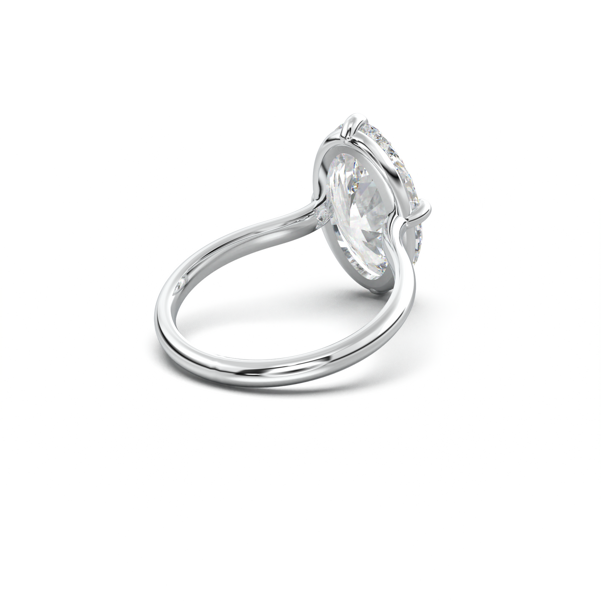 Elongated Moval Solitaire Engagement Ring