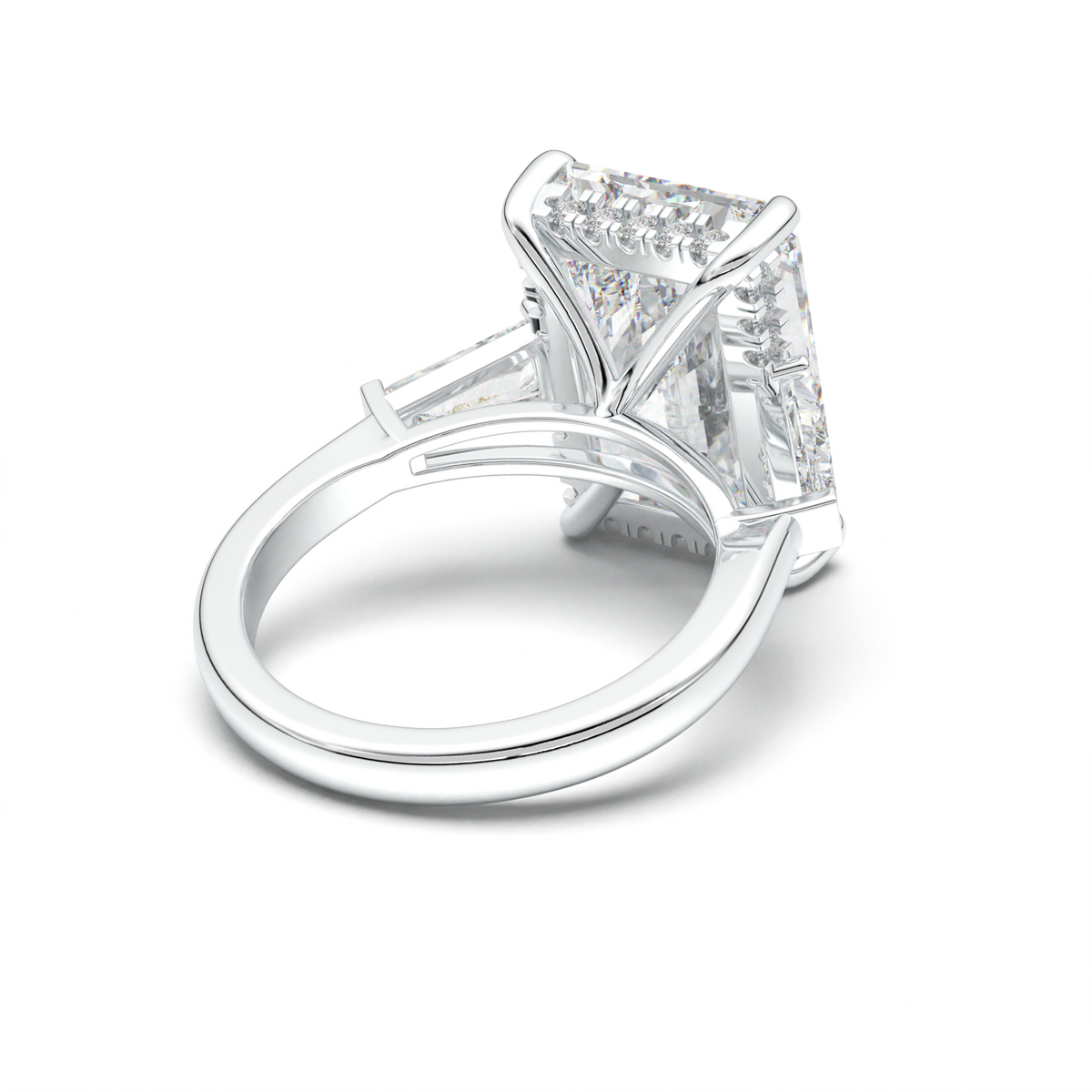 Radiant Baguette Hidden Halo Engagement Ring