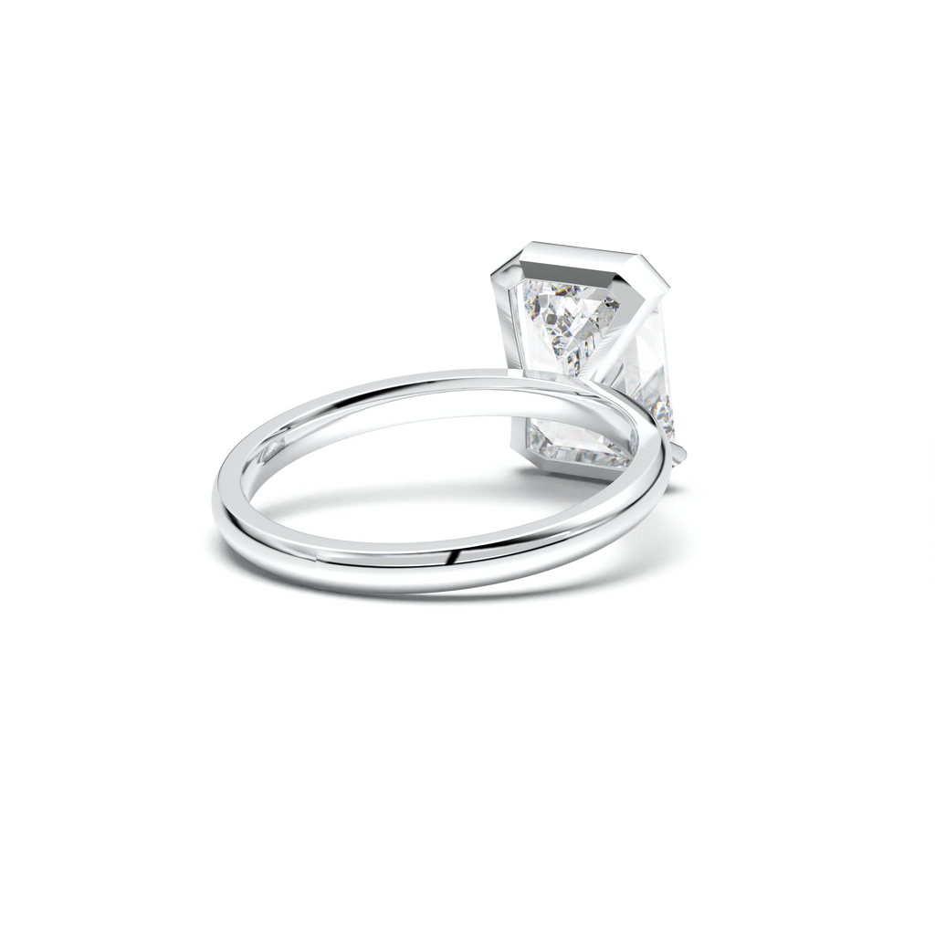 Emerald Cut Half-Bezel Engagement Ring