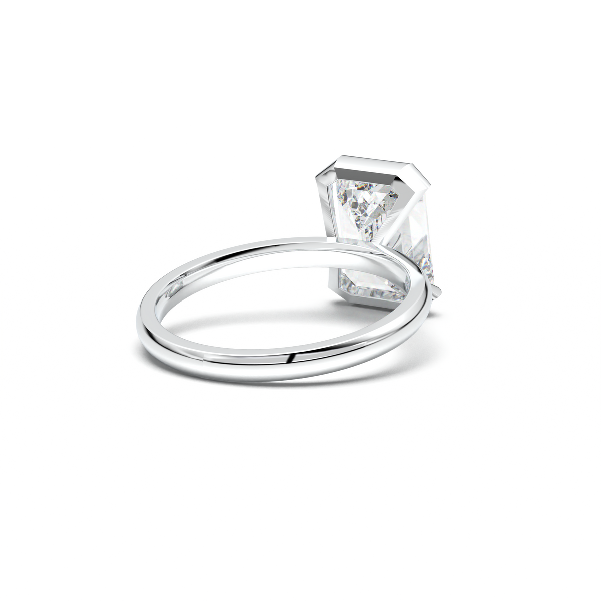 Emerald Cut Half-Bezel Engagement Ring