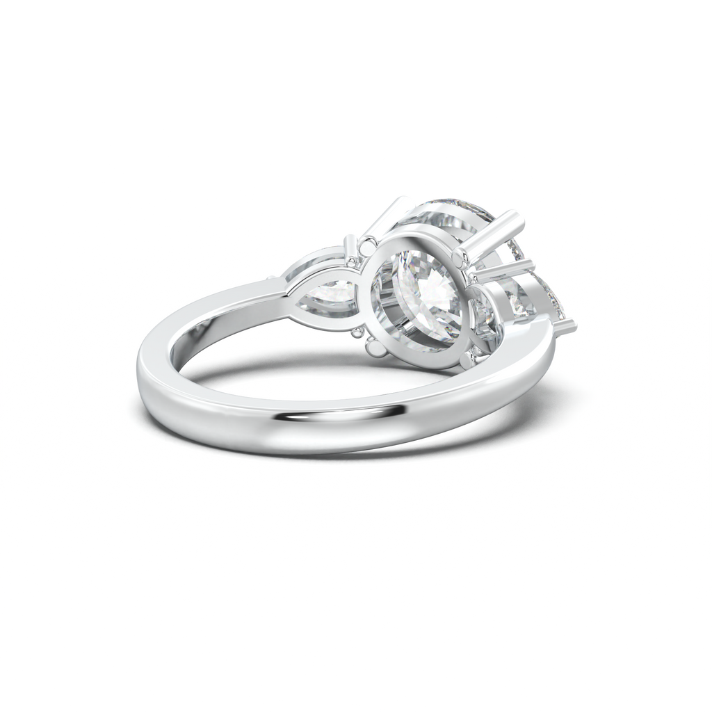 Round Pear Three-Stone Engagement Ring