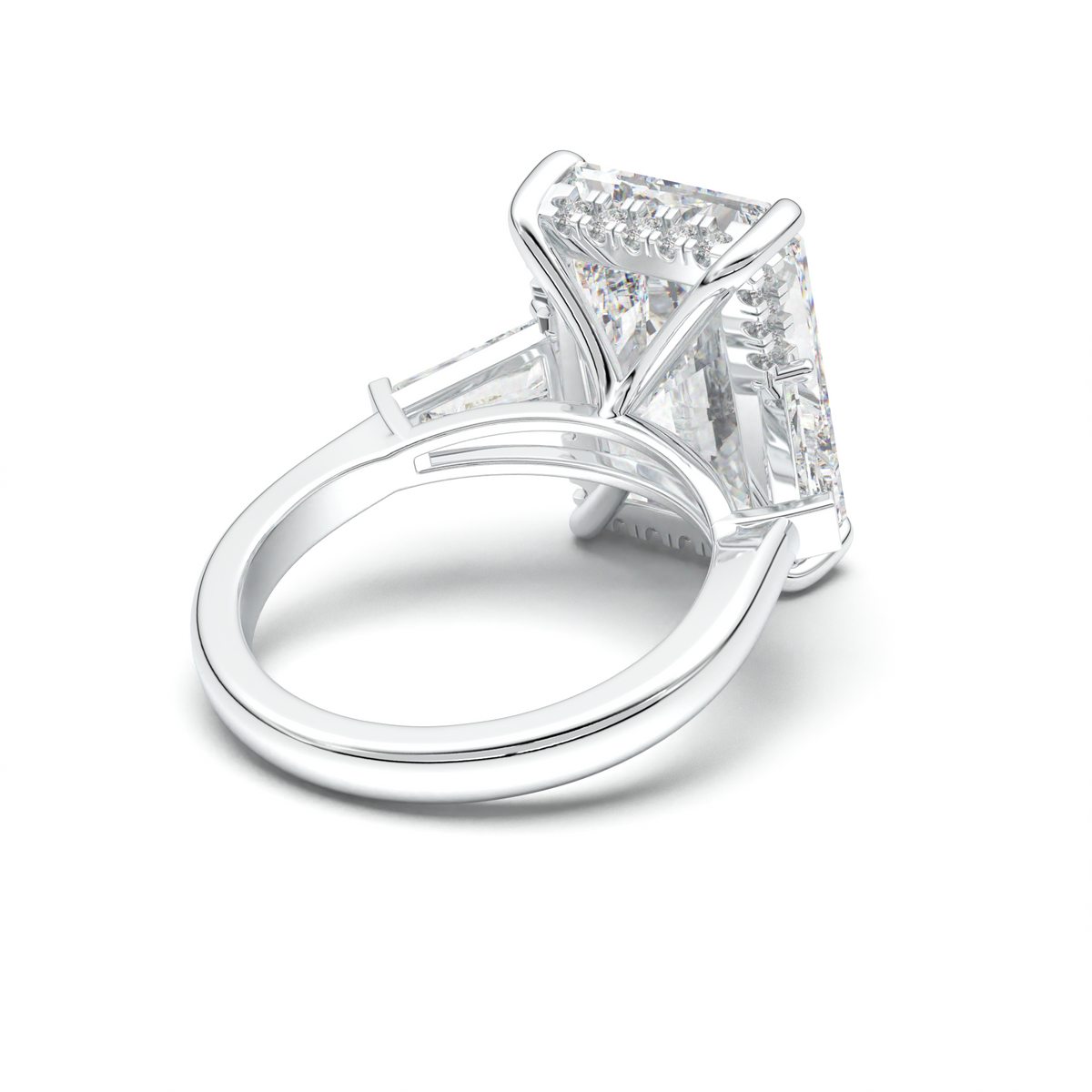 Radiant Baguette Hidden Halo Engagement Ring
