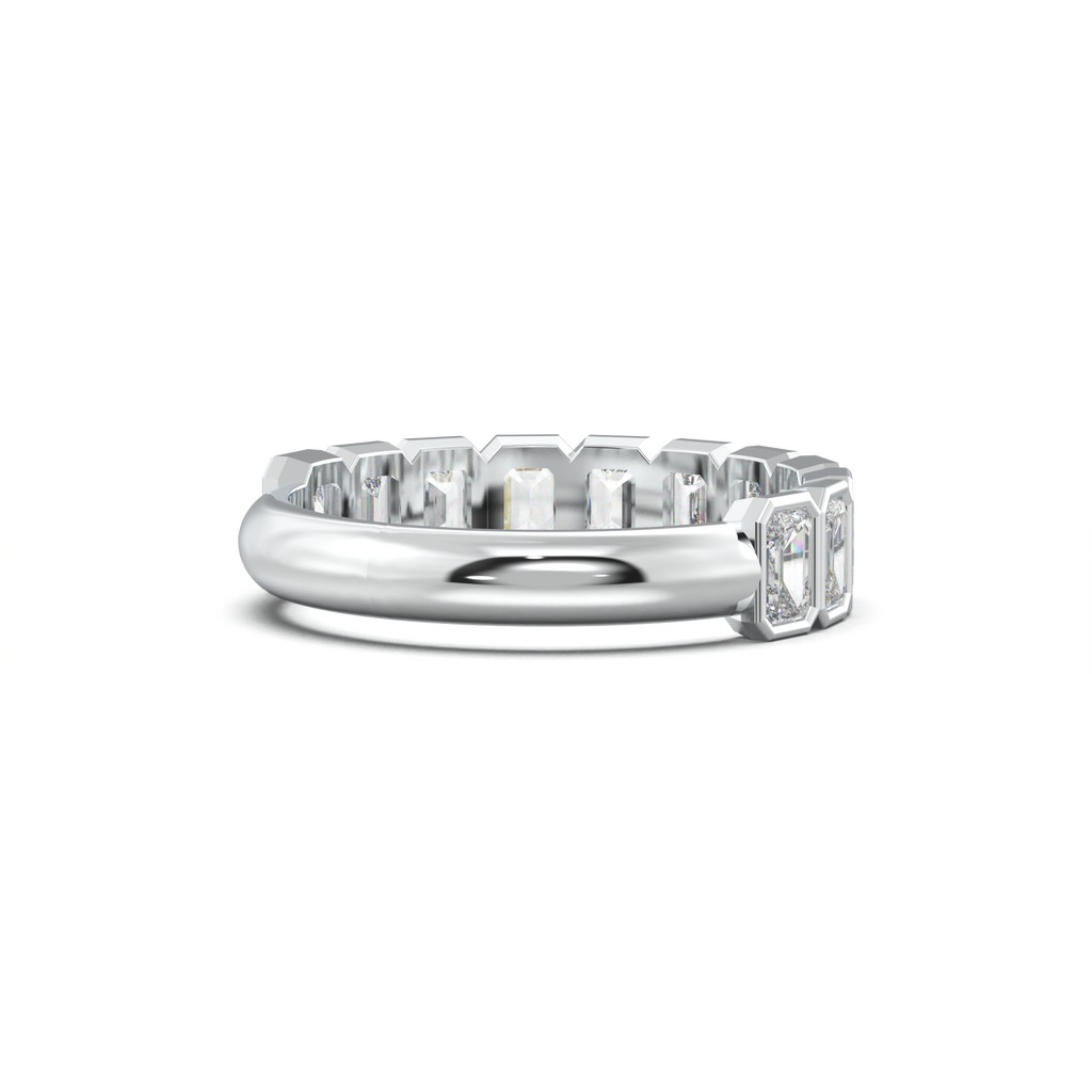 Emerald Bezel Half-Eternity Wedding Band
