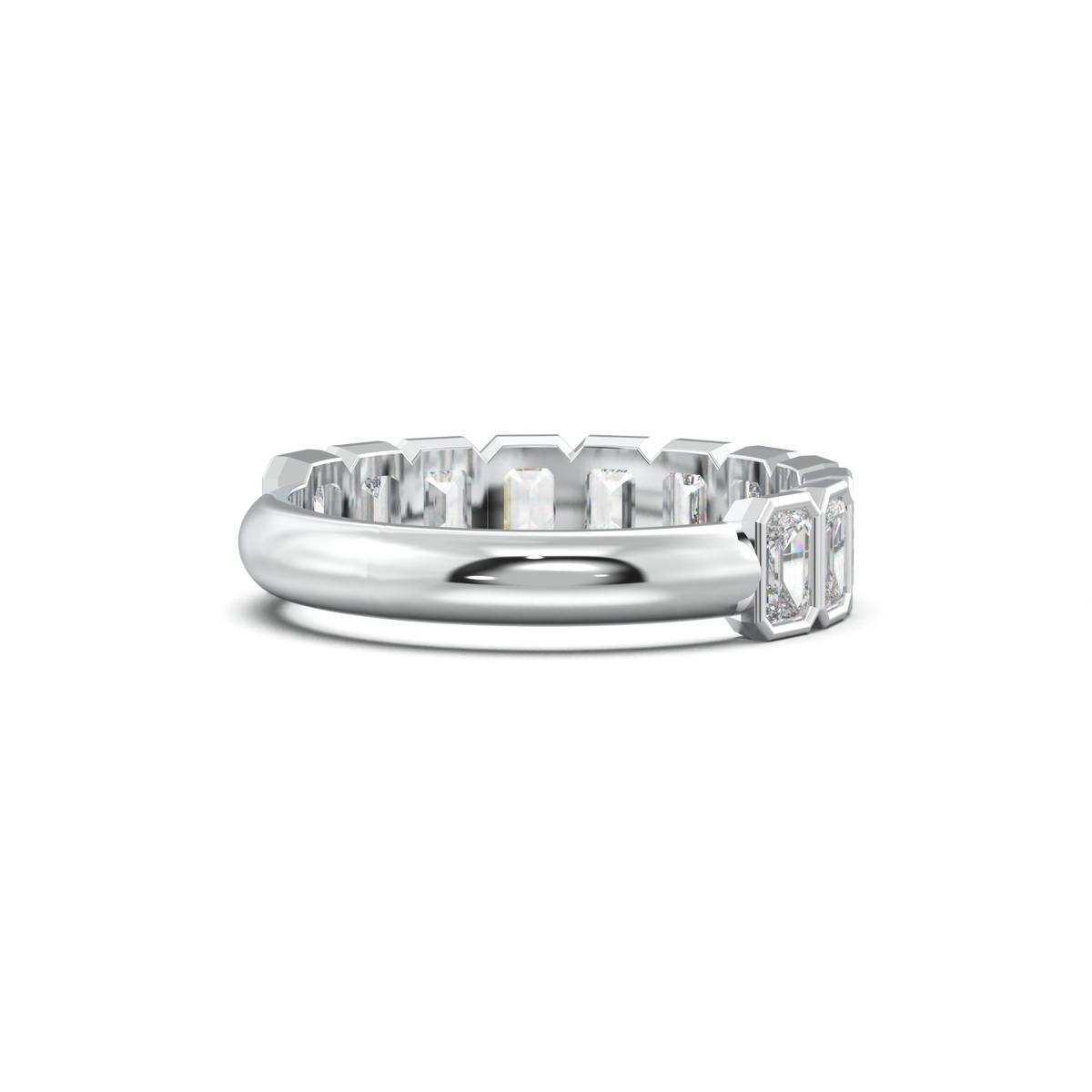 Emerald Bezel Half-Eternity Wedding Band