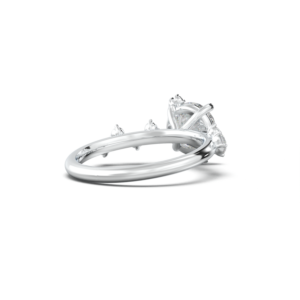 Round Botanical Accent Engagement Ring