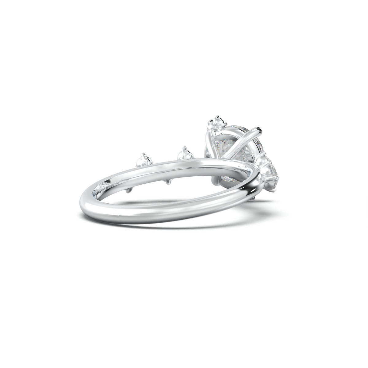 Round Botanical Accent Engagement Ring