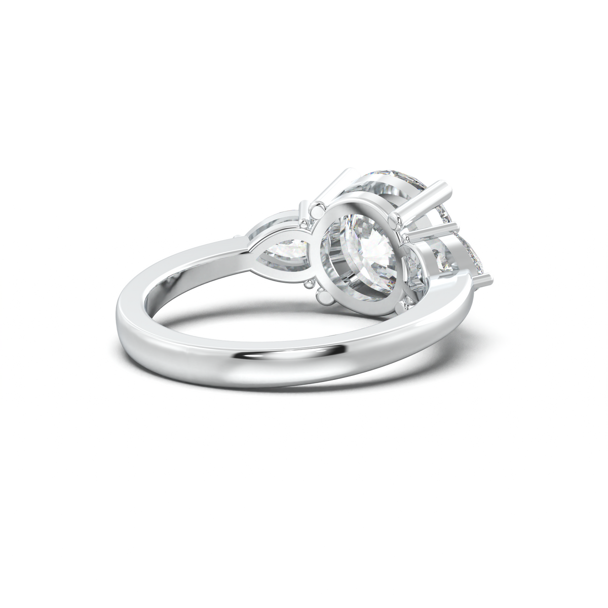 Round Pear Three-Stone Engagement Ring