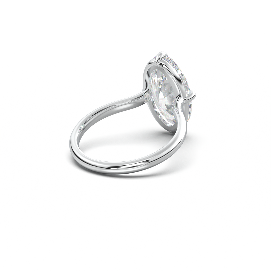 Elongated Moval Solitaire Engagement Ring