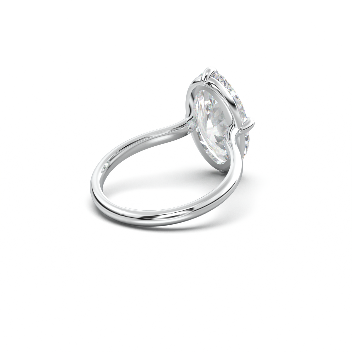 Elongated Moval Solitaire Engagement Ring