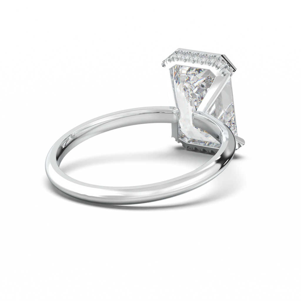 Emerald Hidden Halo Engagement Ring