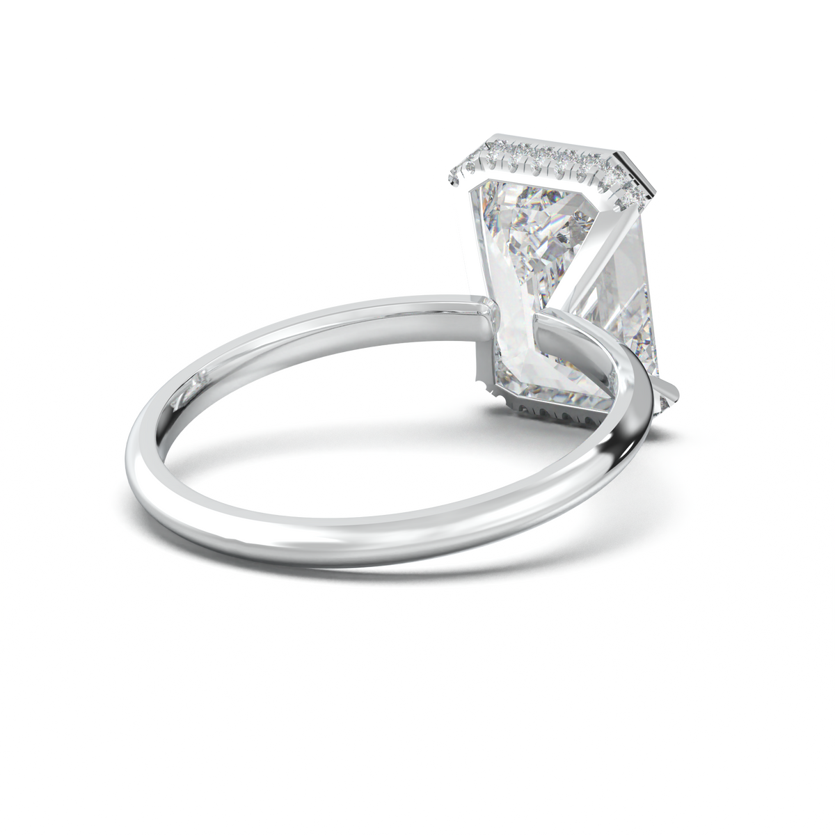 Emerald Hidden Halo Engagement Ring