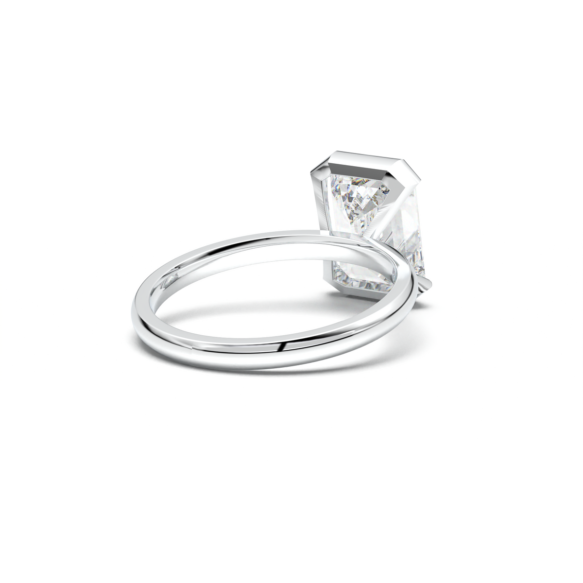Emerald Cut Half-Bezel Engagement Ring
