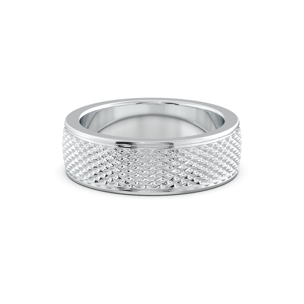 Diamond-Cut Textured Men's Wedding Band
