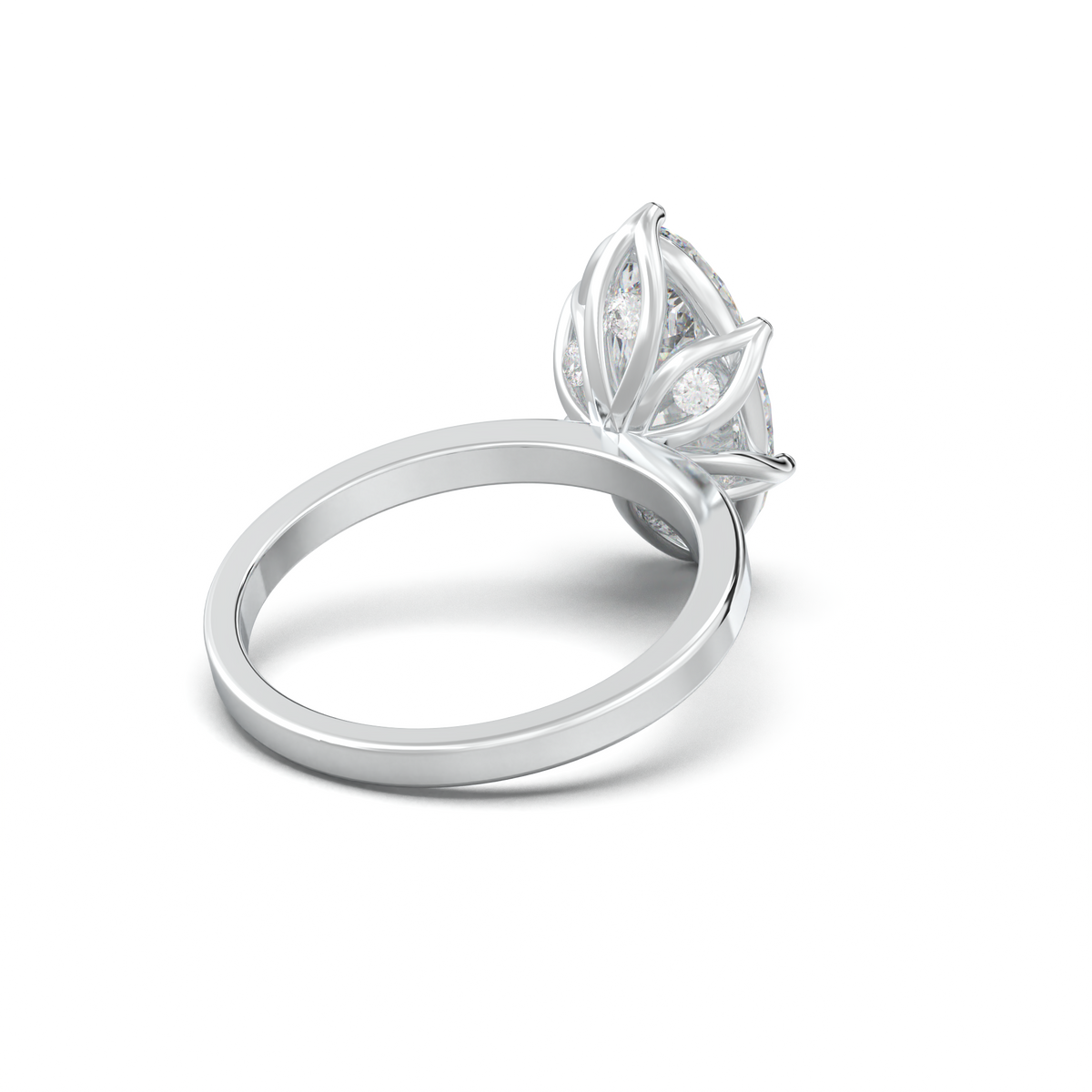 Oval Diamond-Accent Gallery Engagement Ring