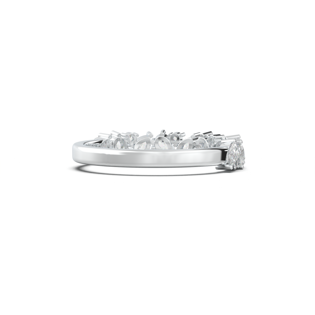 Alternating Pear & Round Half-Eternity Wedding Band