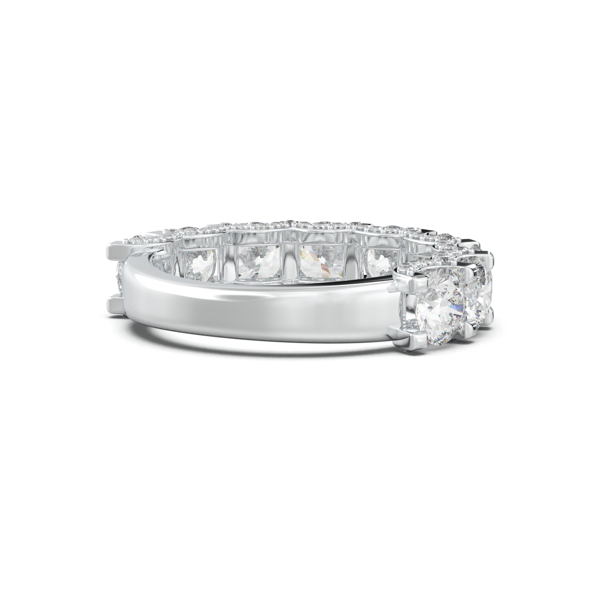 Round Diamond Pavé-Edge Wedding Band