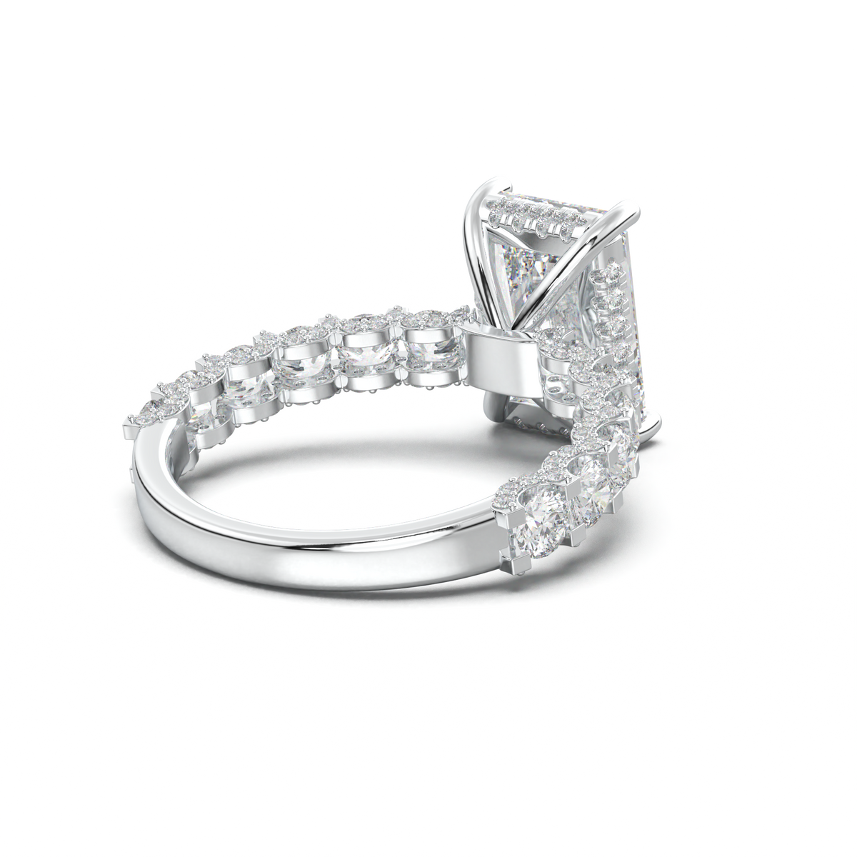 Radiant Diamond Band Engagement Ring