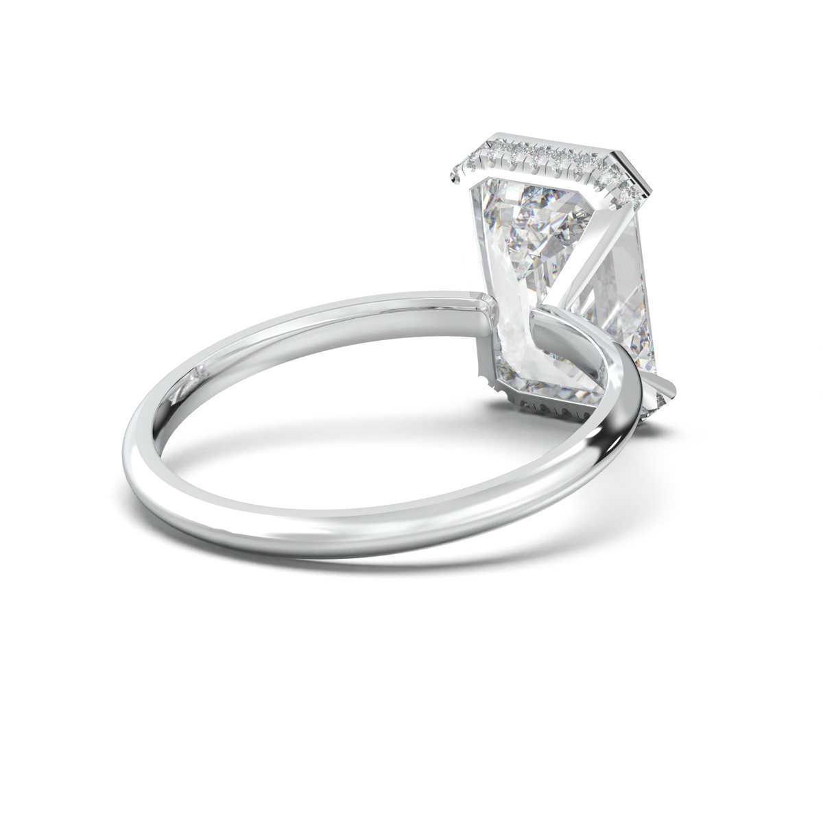 Emerald Hidden Halo Engagement Ring