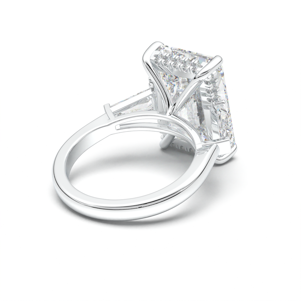 Radiant Baguette Hidden Halo Engagement Ring