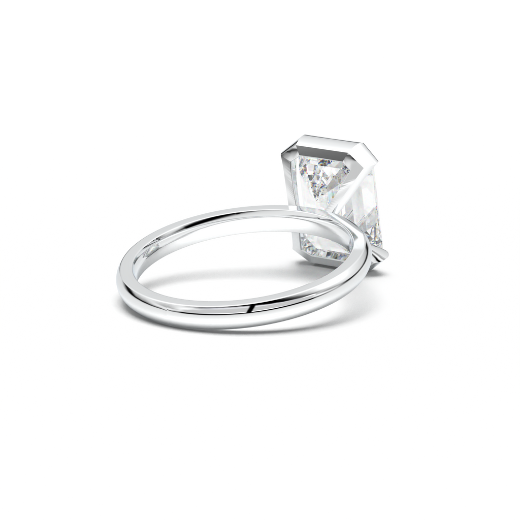 Emerald Cut Half-Bezel Engagement Ring