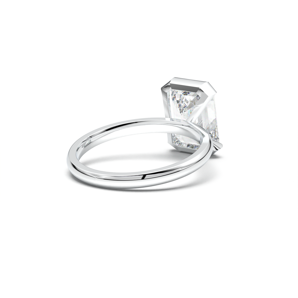 Emerald Cut Half-Bezel Engagement Ring