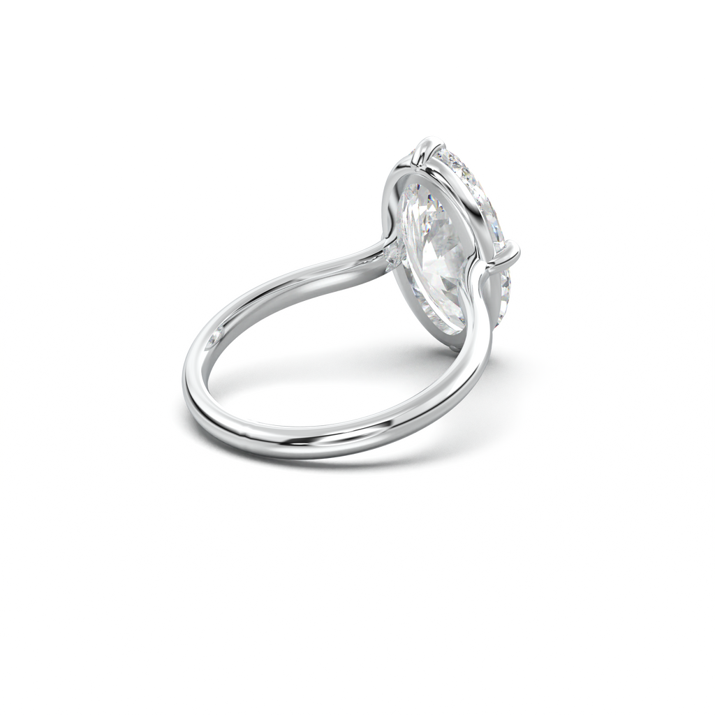 Elongated Moval Solitaire Engagement Ring