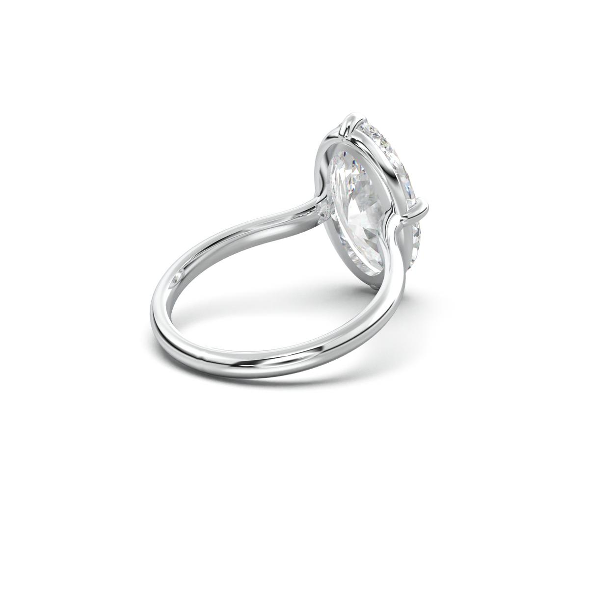 Elongated Moval Solitaire Engagement Ring