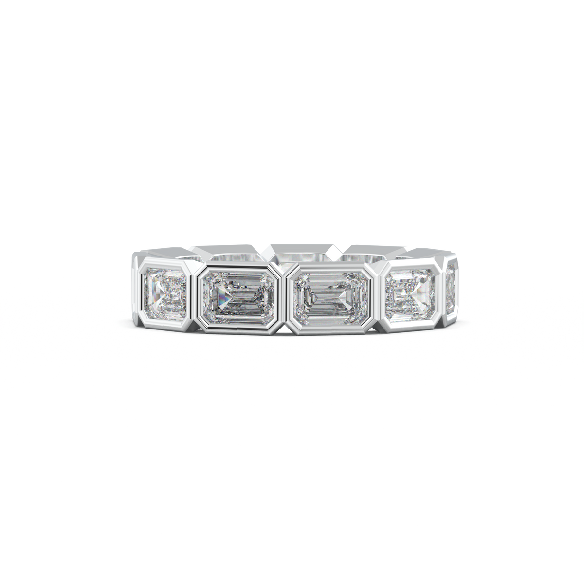 Emerald-Cut Bezel-Style Eternity Wedding Band