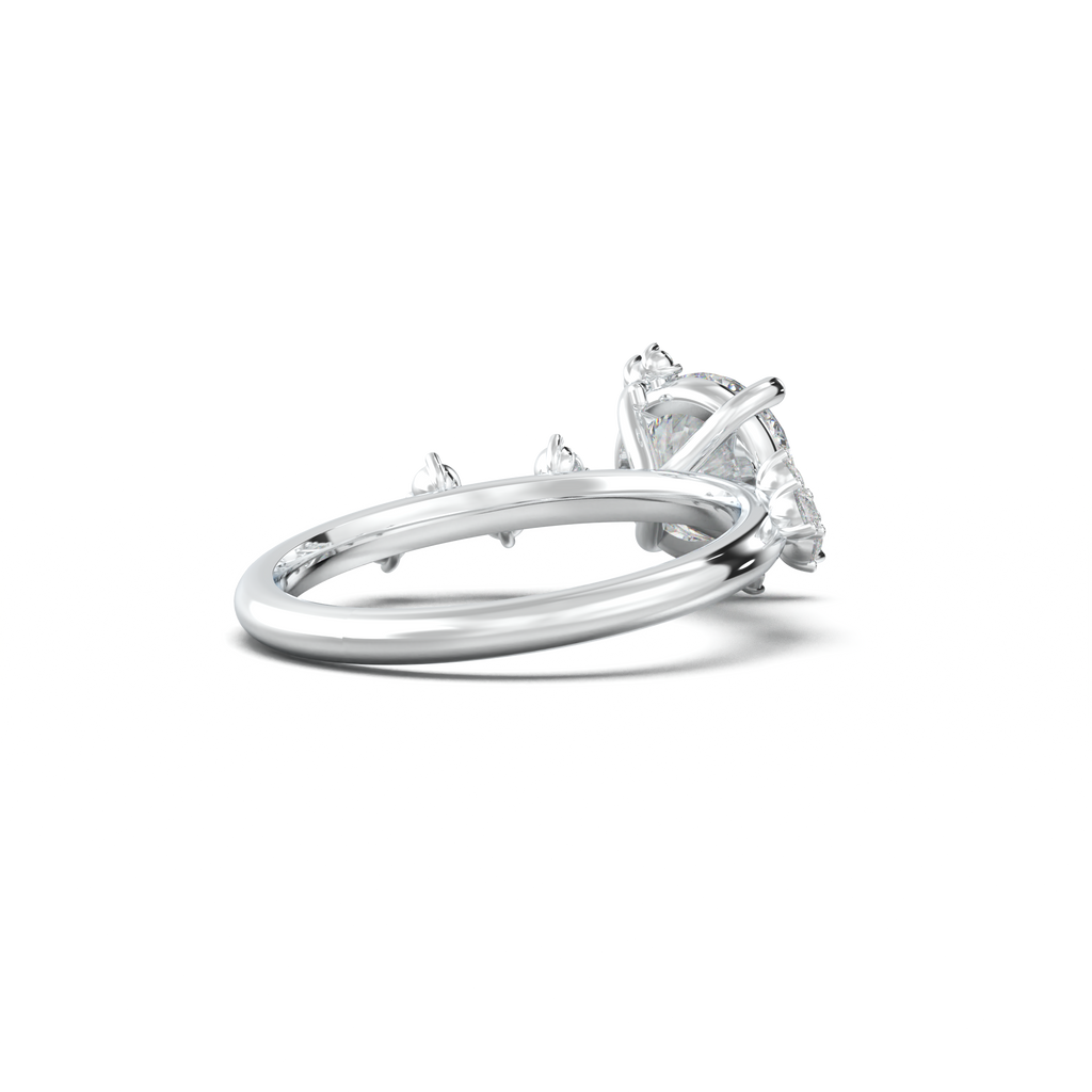 Round Botanical Accent Engagement Ring