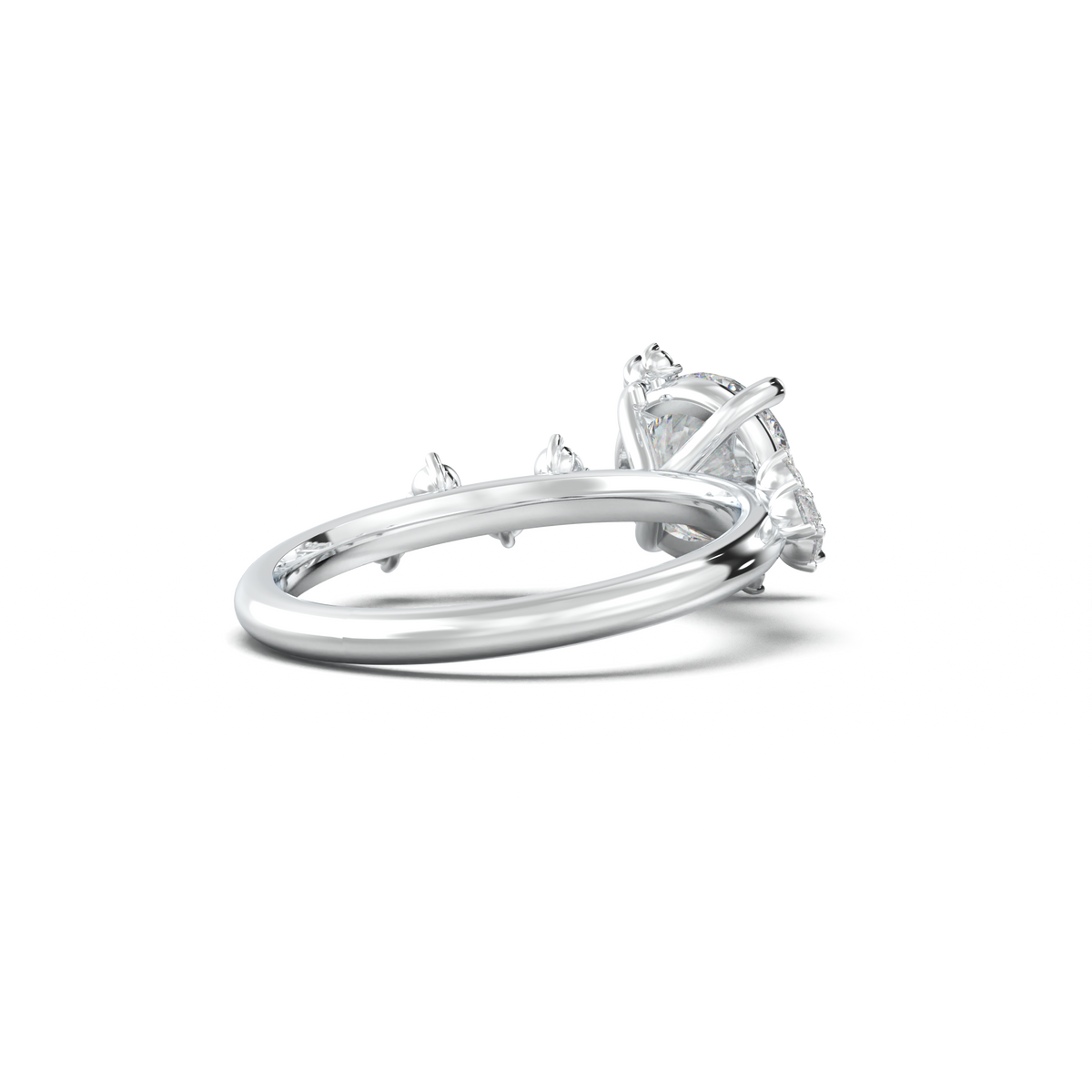 Round Botanical Accent Engagement Ring