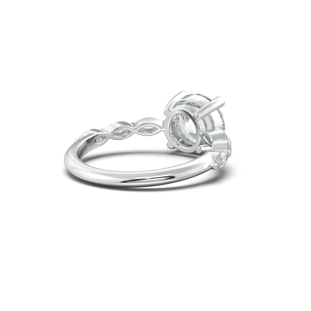 Round Marquise Side-Stone Engagement Ring