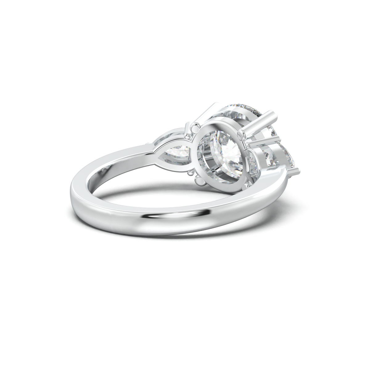 Round Pear Three-Stone Engagement Ring