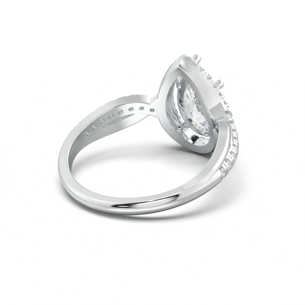 Pear Halo Twisted Pavé Engagement Ring