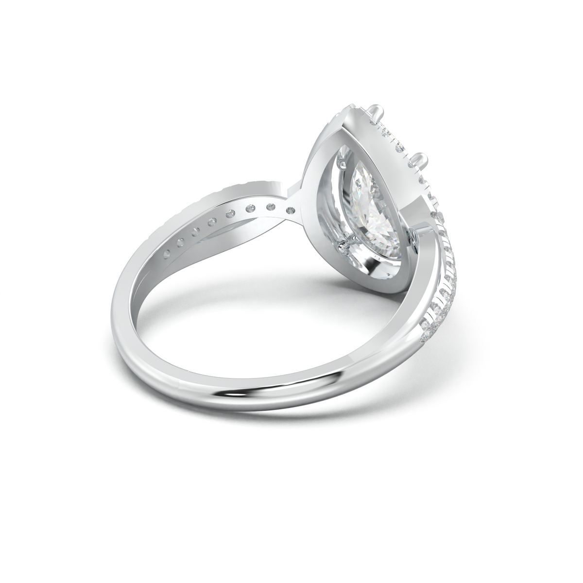 Pear Halo Twisted Pavé Engagement Ring