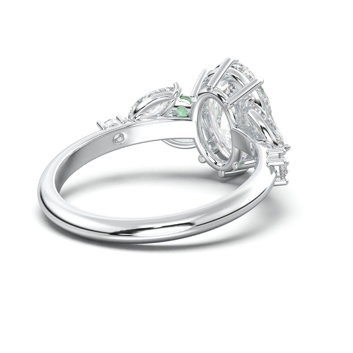 Oval Marquise-Accent Engagement Ring