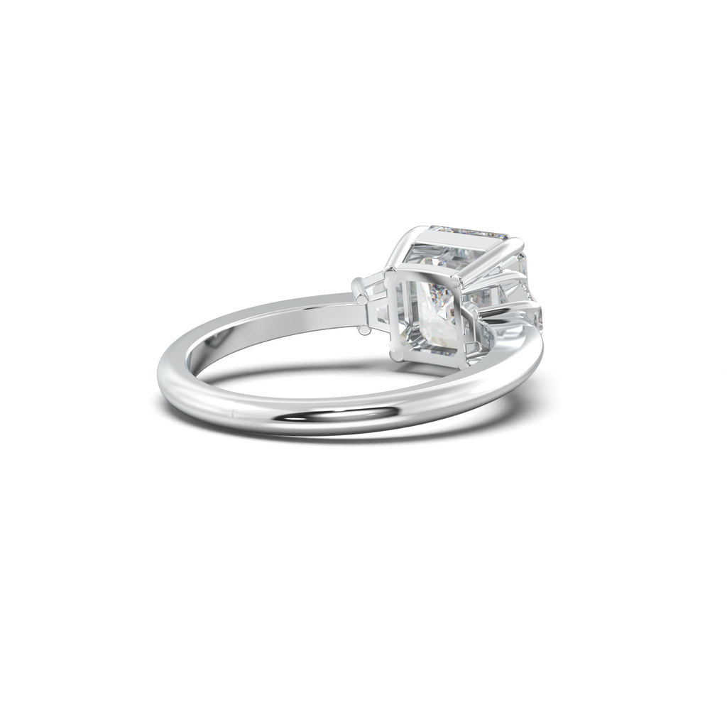 Asscher Baguette Three-Stone Engagement Ring