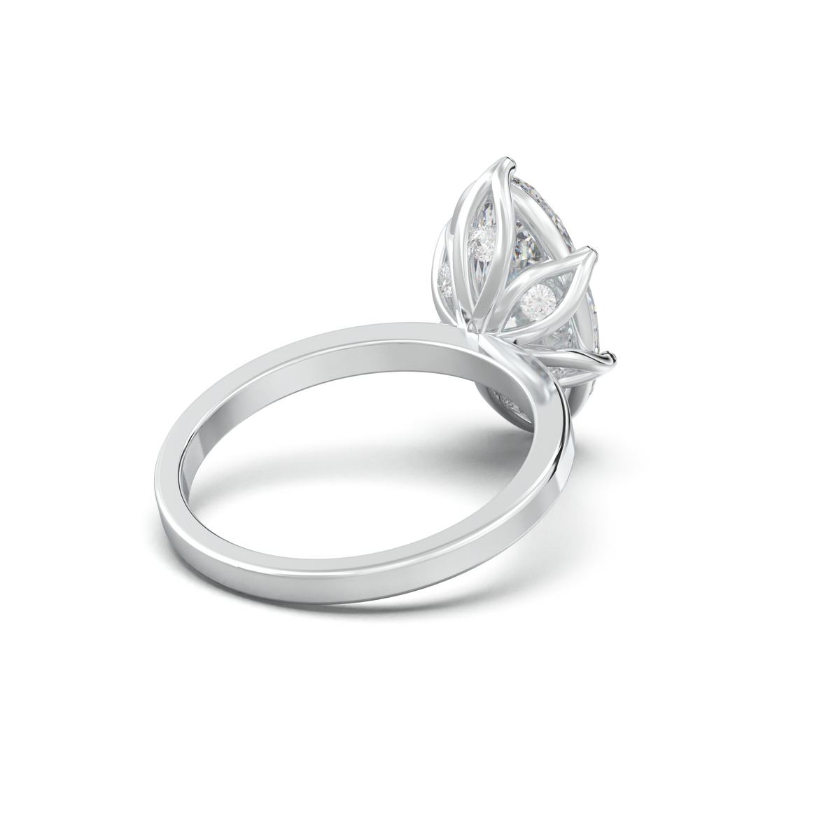 Oval Diamond-Accent Gallery Engagement Ring