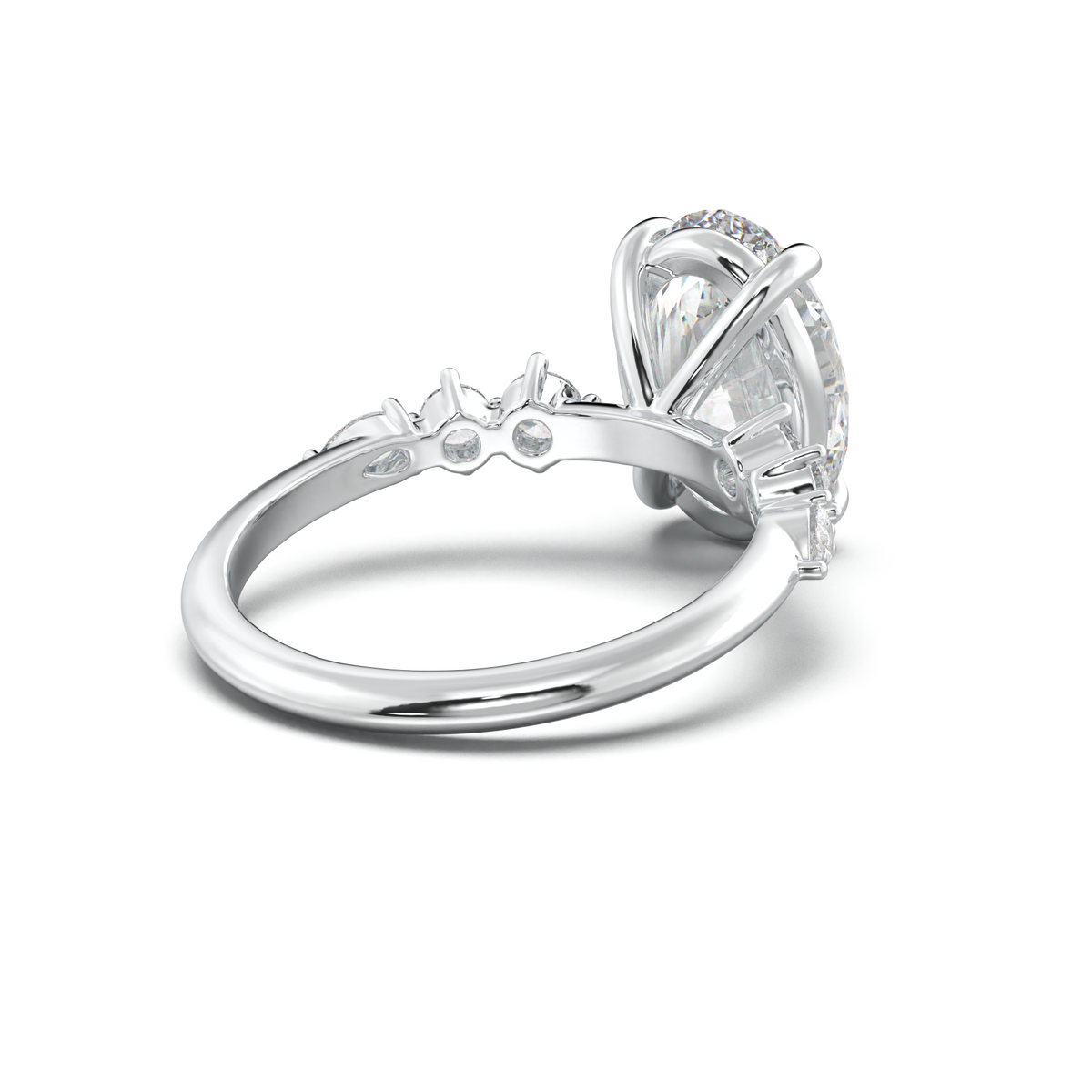Oval Pear-Accent Engagement Ring
