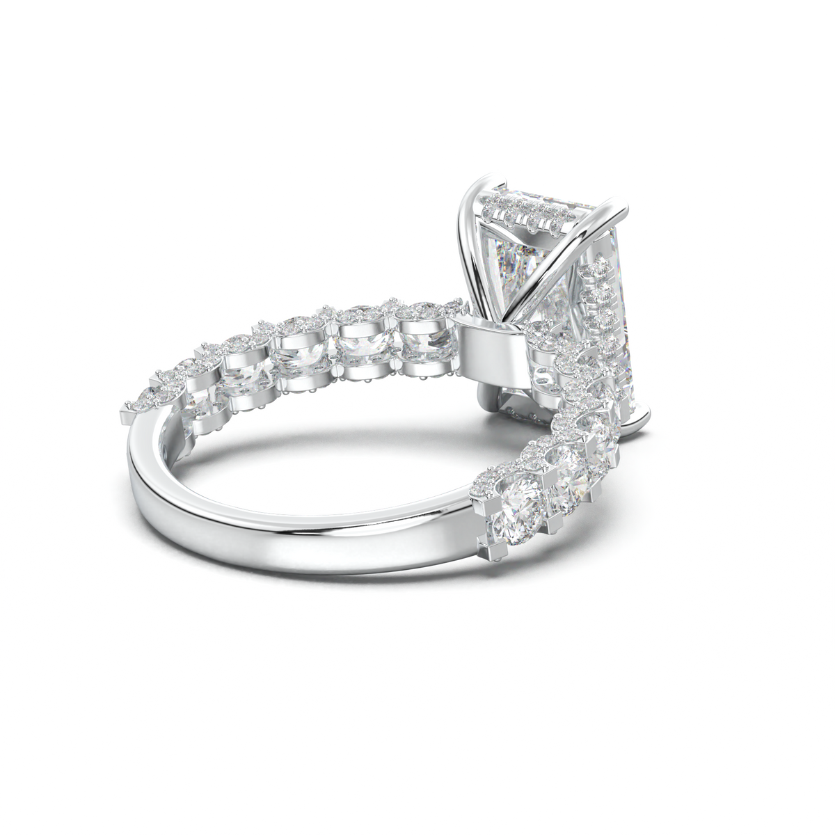 Radiant Diamond Band Engagement Ring