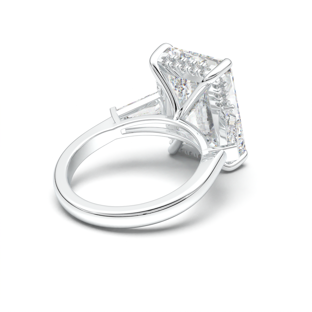 Radiant Baguette Hidden Halo Engagement Ring