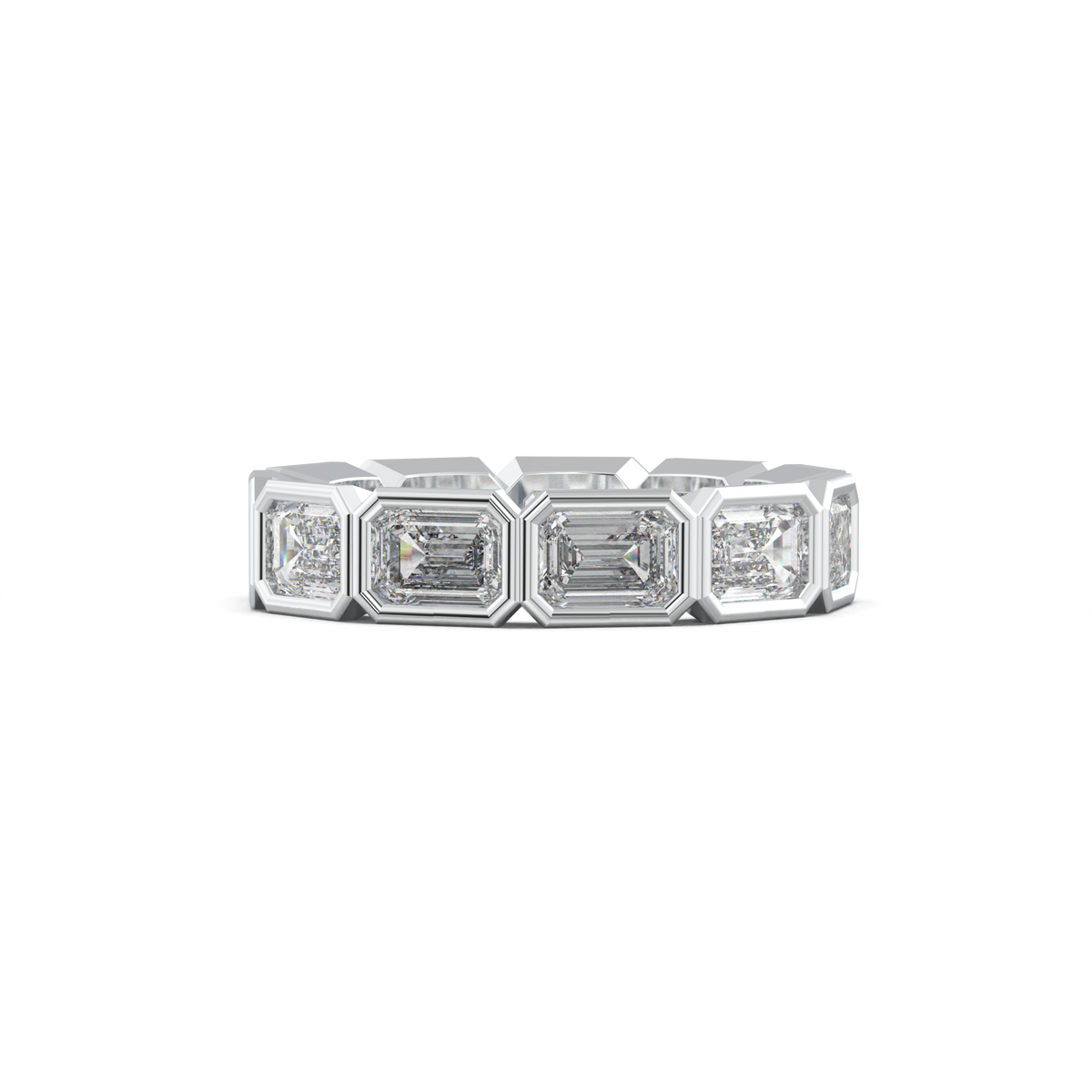 Emerald-Cut Bezel-Style Eternity Wedding Band