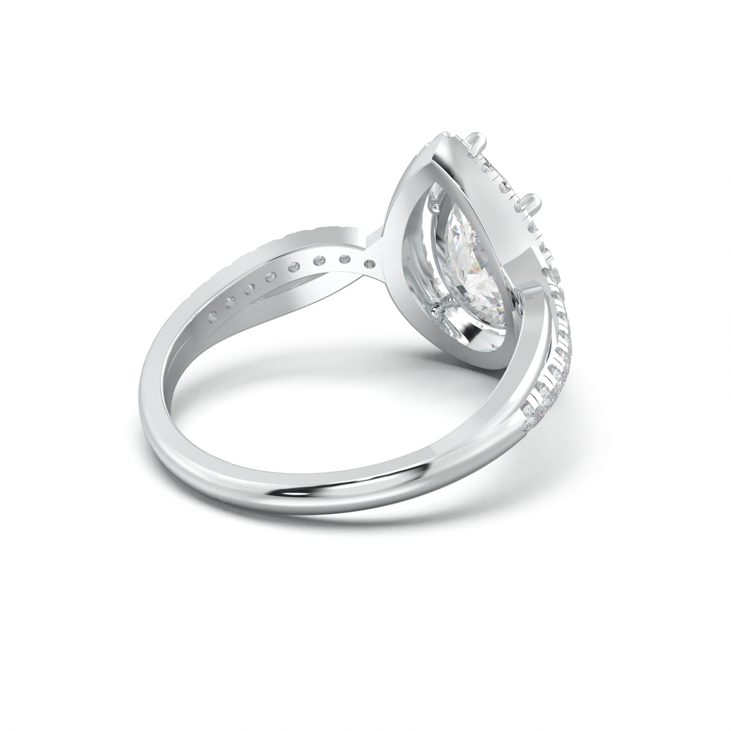 Pear Halo Twisted Pavé Engagement Ring