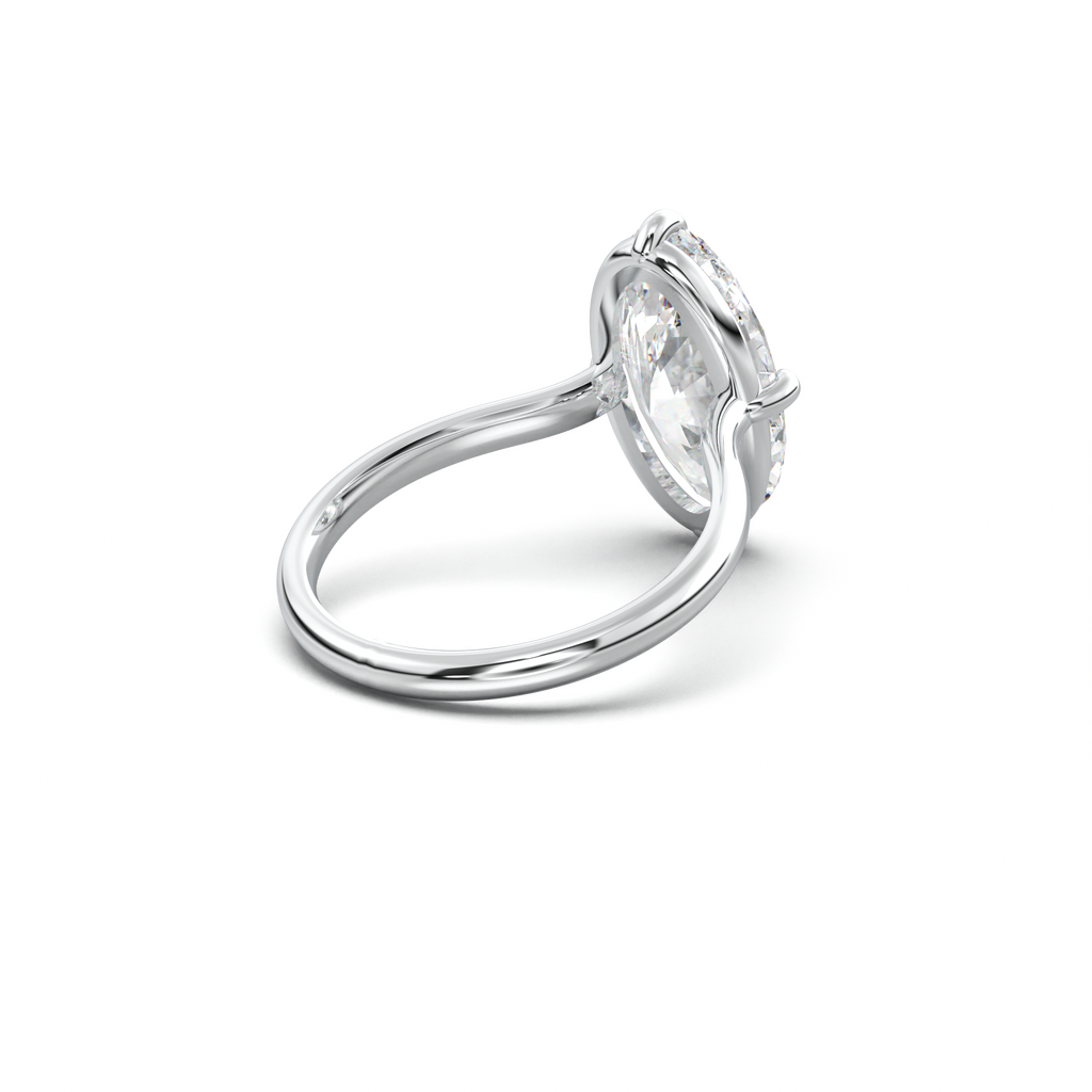 Elongated Moval Solitaire Engagement Ring