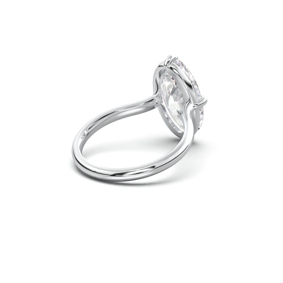 Elongated Moval Solitaire Engagement Ring
