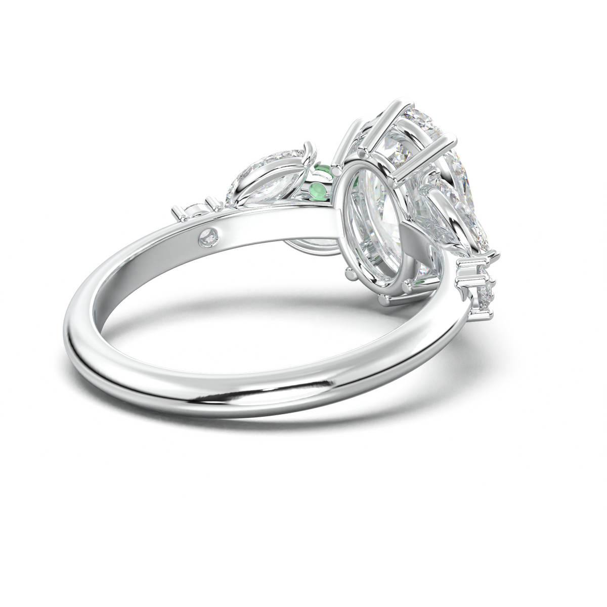 Oval Marquise-Accent Engagement Ring