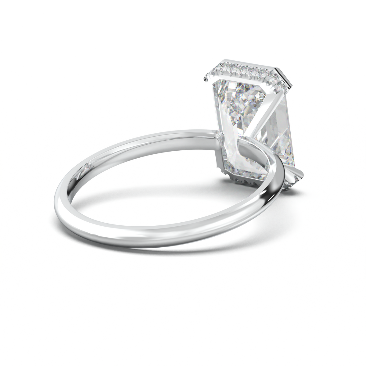 Emerald Hidden Halo Engagement Ring